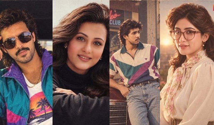 এআইয়ের কারসাজিতে আশির দশকের নস্টালজিক লুকে দেশের তারকারা