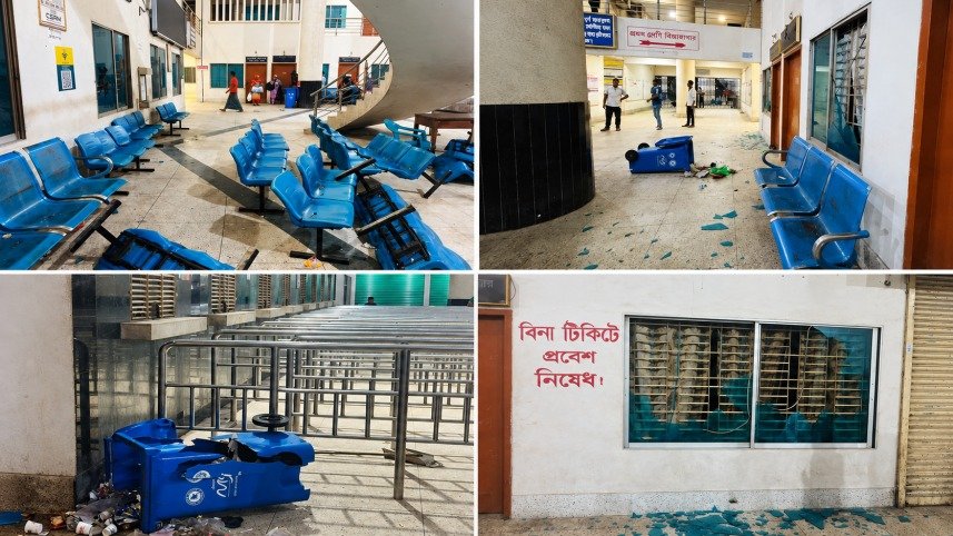 রাবি শিক্ষার্থীকে নিরাপত্তা ঘটনায়: রাজশাহী স্টেশনে ভাঙচুর, বরখাস্ত ৪